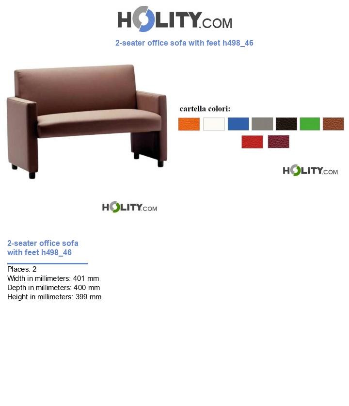 2-seater office sofa with feet h498_46