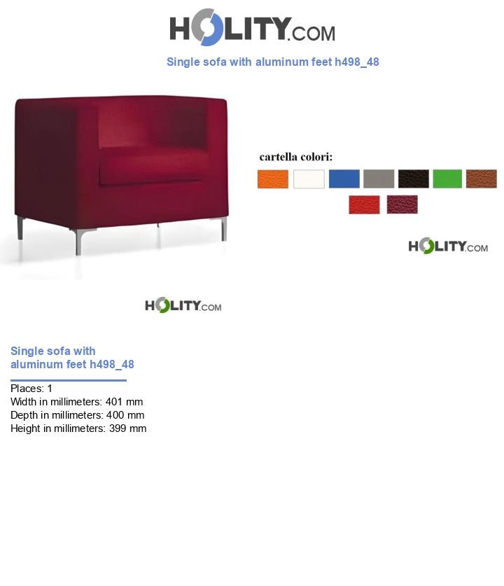 Single sofa with aluminum feet h498_48