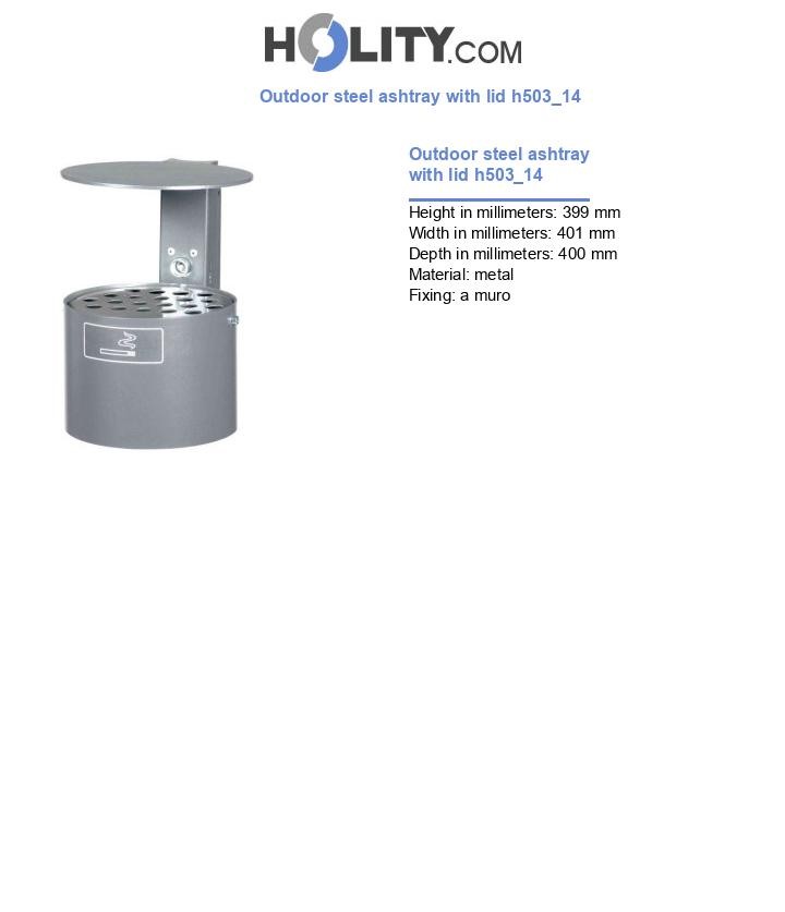 Outdoor steel ashtray with lid h503_14