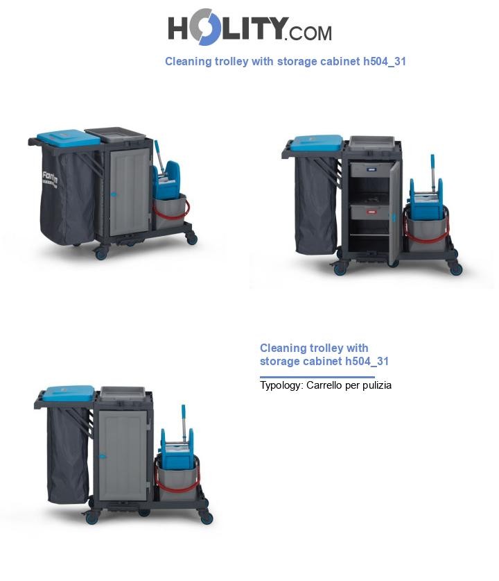 Cleaning trolley with storage cabinet h504_31