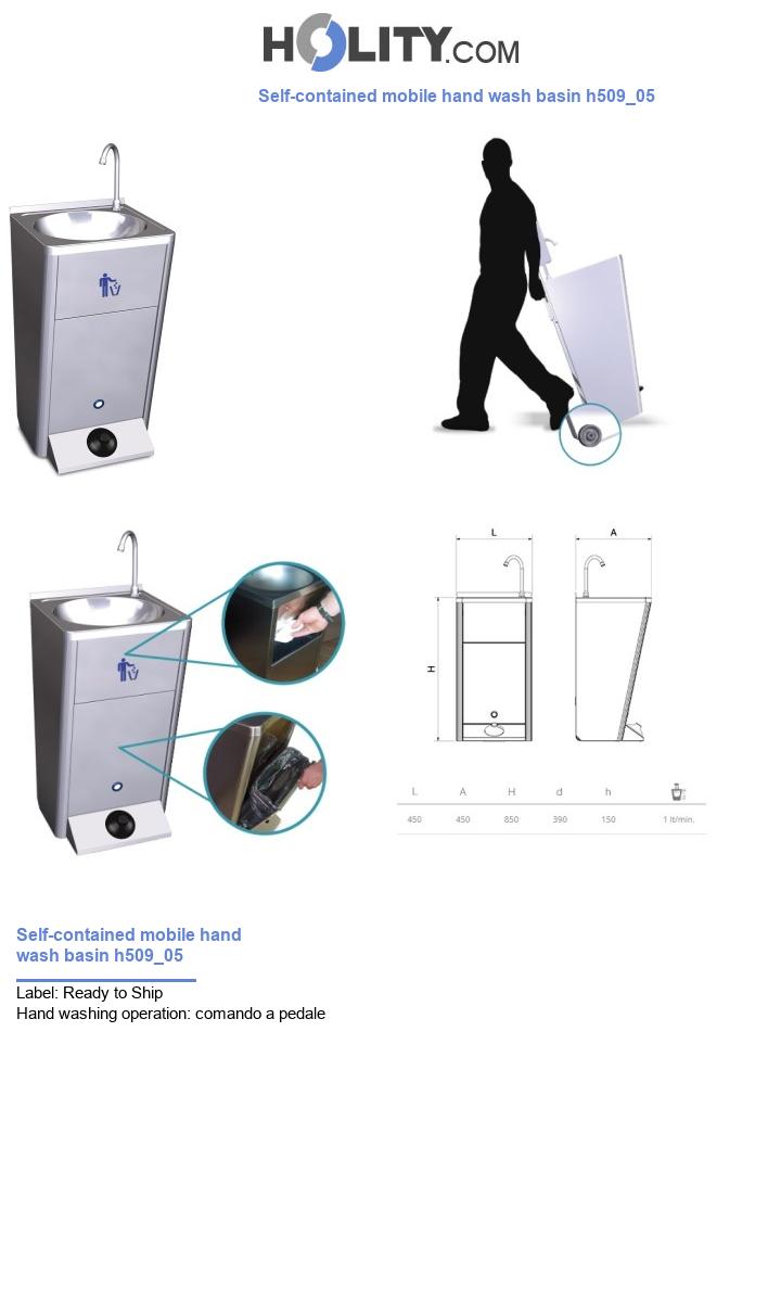Self-contained mobile hand wash basin h509_05