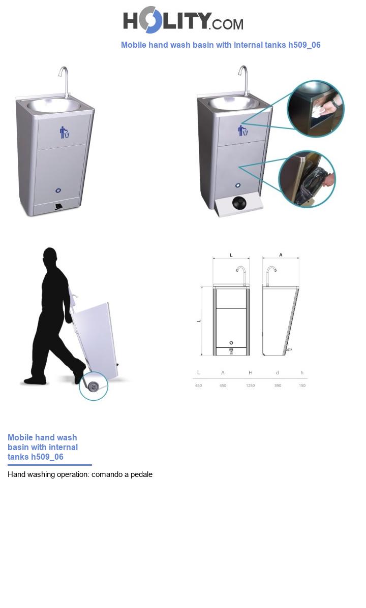 Mobile hand wash basin with internal tanks h509_06