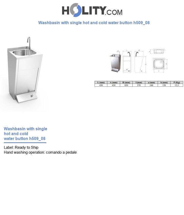 Washbasin with single hot and cold water button h509_08