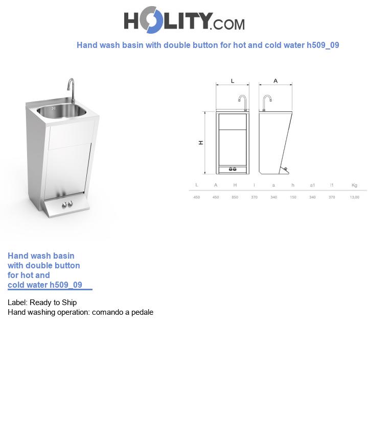 Hand wash basin with double button for hot and cold water h509_09