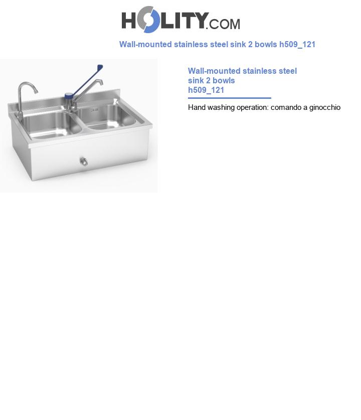 Wall-mounted stainless steel sink 2 bowls h509_121