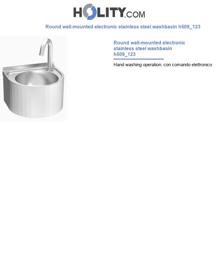 Round wall-mounted electronic stainless steel washbasin h509_123