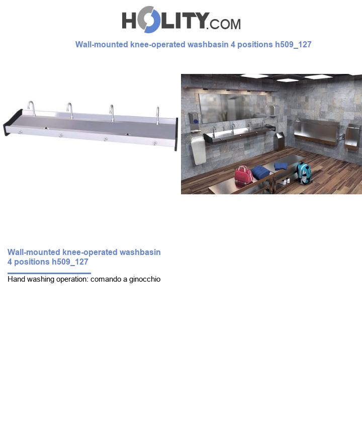 Wall-mounted knee-operated washbasin 4 positions h509_127