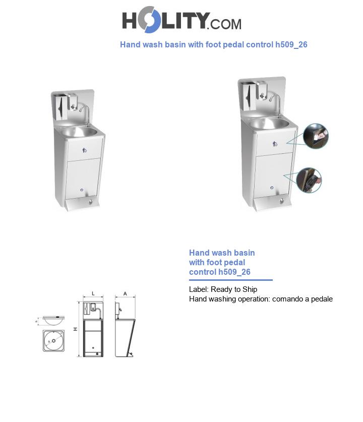 Hand wash basin with foot pedal control h509_26