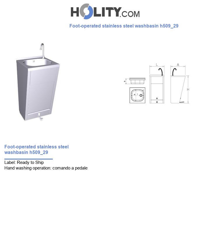 Foot-operated stainless steel washbasin h509_29