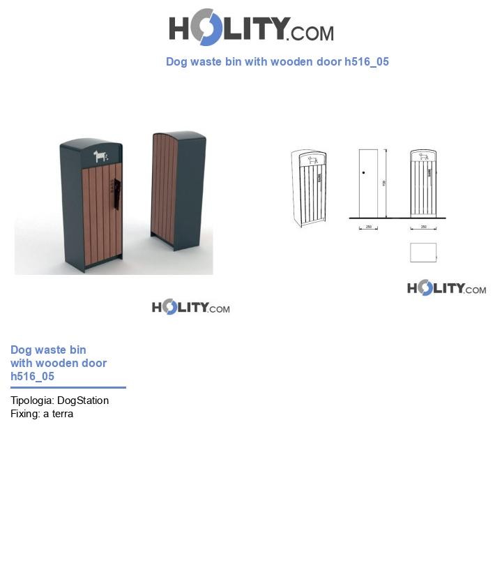 Dog waste bin with wooden door h516_05