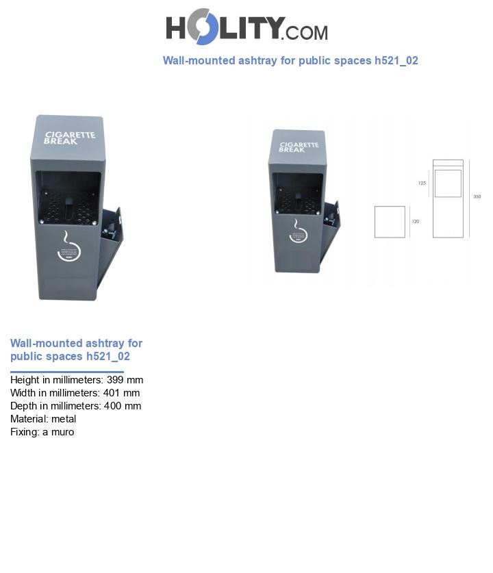 Wall-mounted ashtray for public spaces h521_02