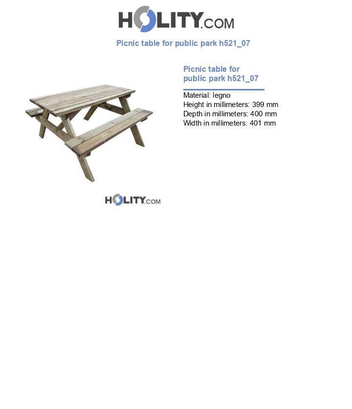 Picnic table for public park h521_07