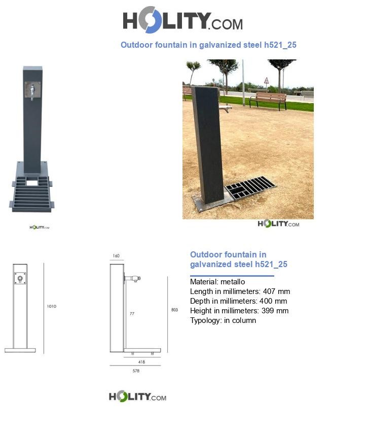 Outdoor fountain in galvanized steel h521_25