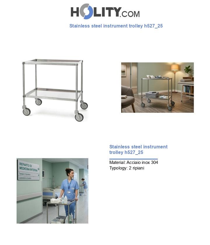 Stainless steel instrument trolley h527_25