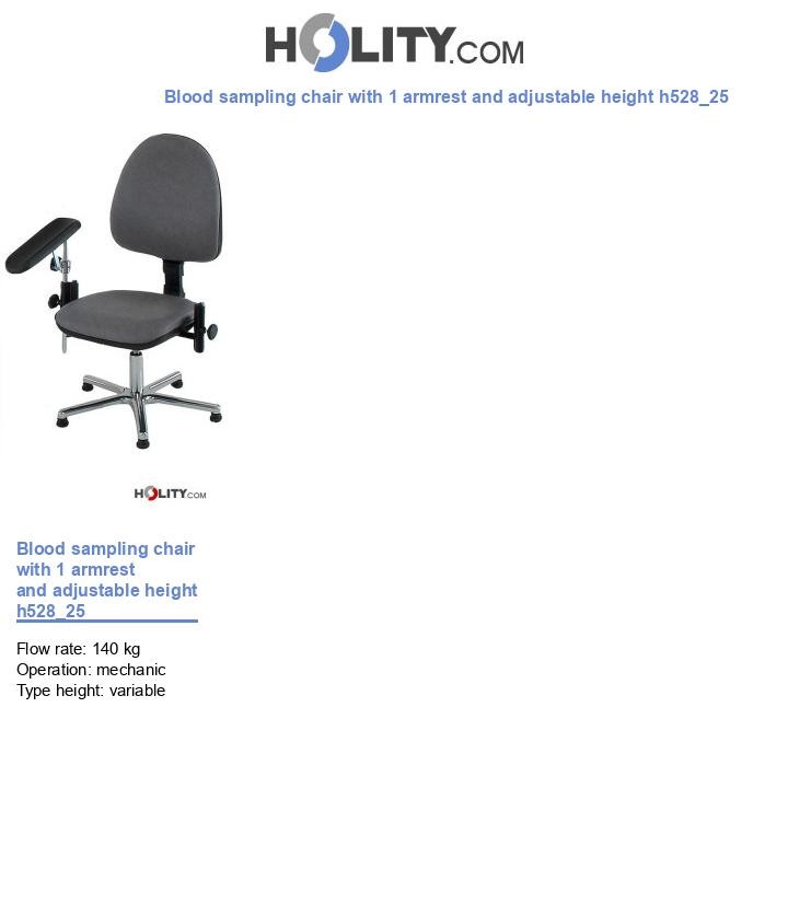 Blood sampling chair with 1 armrest and adjustable height h528_25
