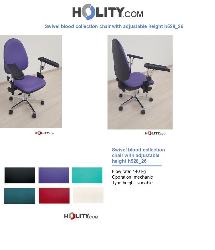 Swivel blood collection chair with adjustable height h528_26