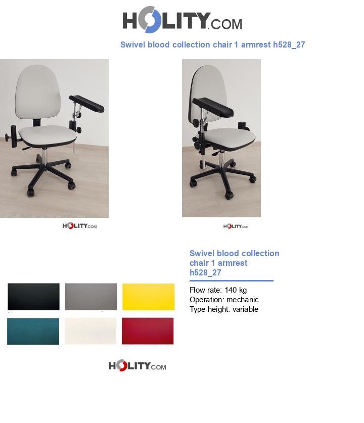 Swivel blood collection chair 1 armrest h528_27