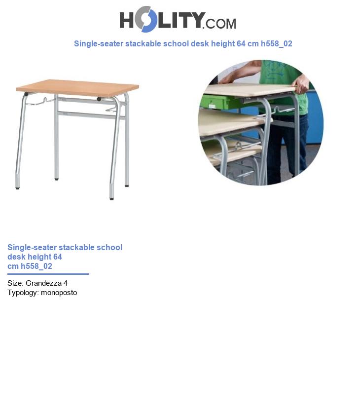 Single-seater stackable school desk height 64 cm h558_02
