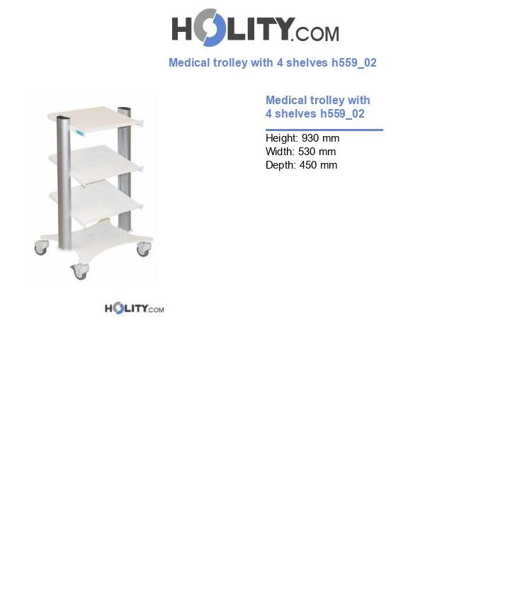 Medical trolley with 4 shelves h559_02