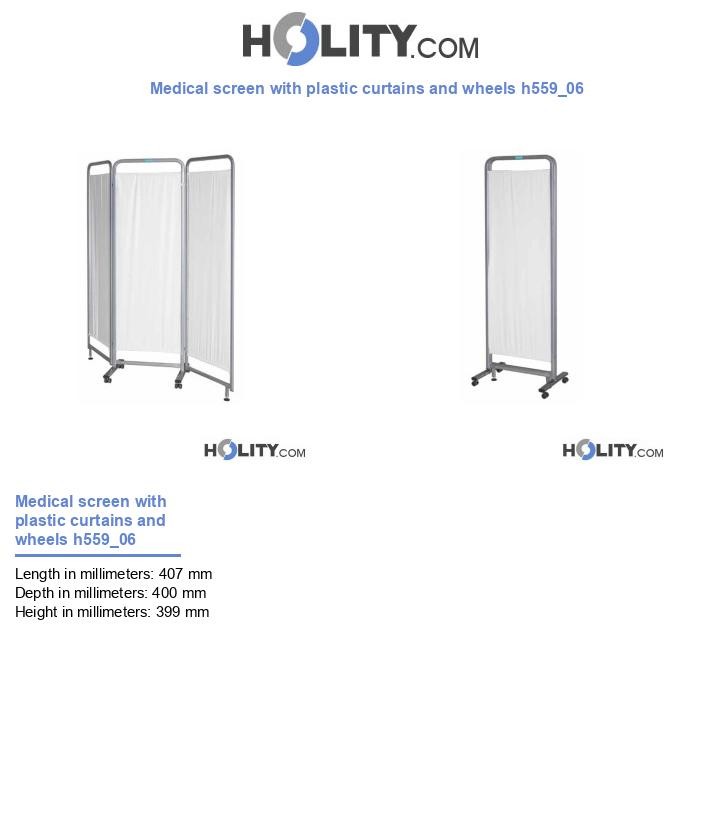 Medical screen with plastic curtains and wheels h559_06