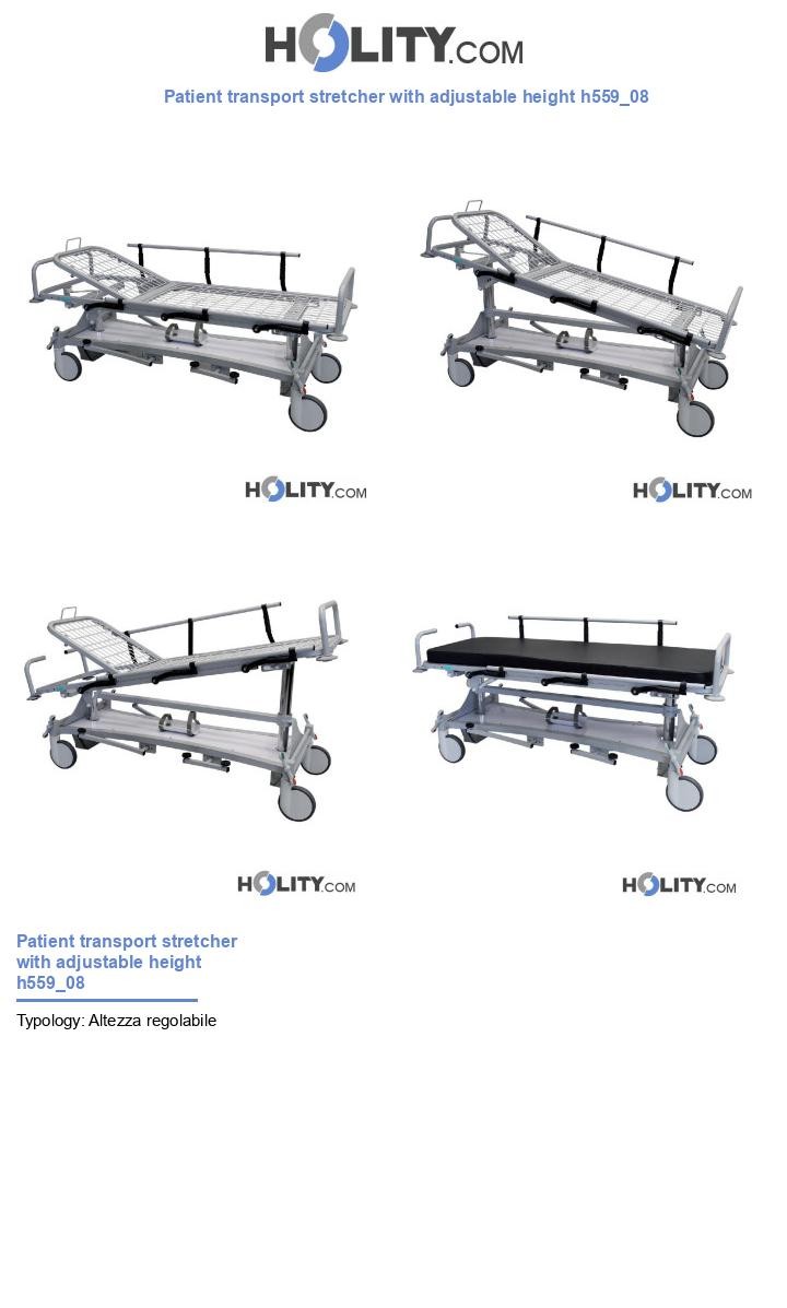 Patient transport stretcher with adjustable height h559_08