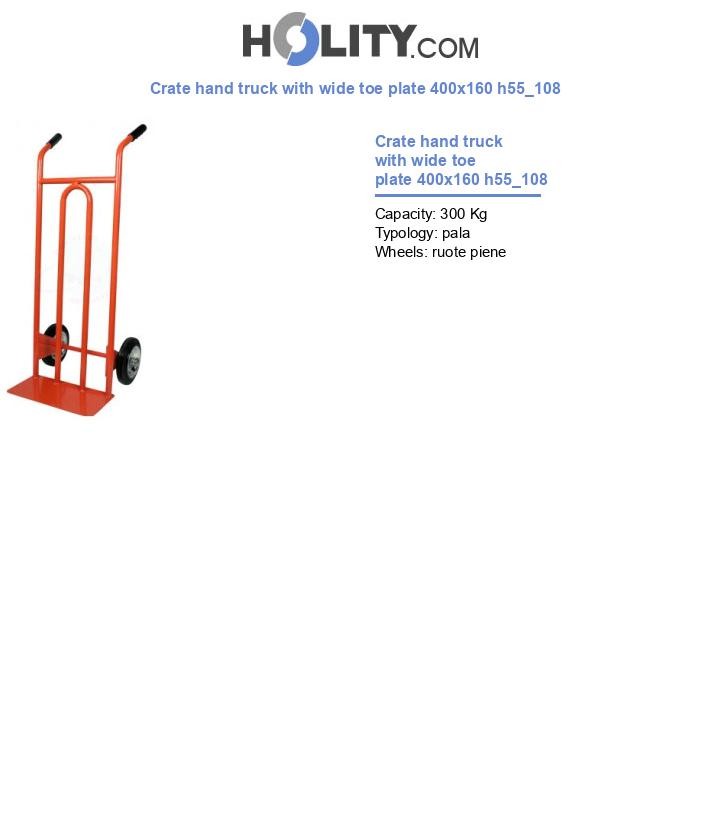Crate hand truck with wide toe plate 400x160 h55_108