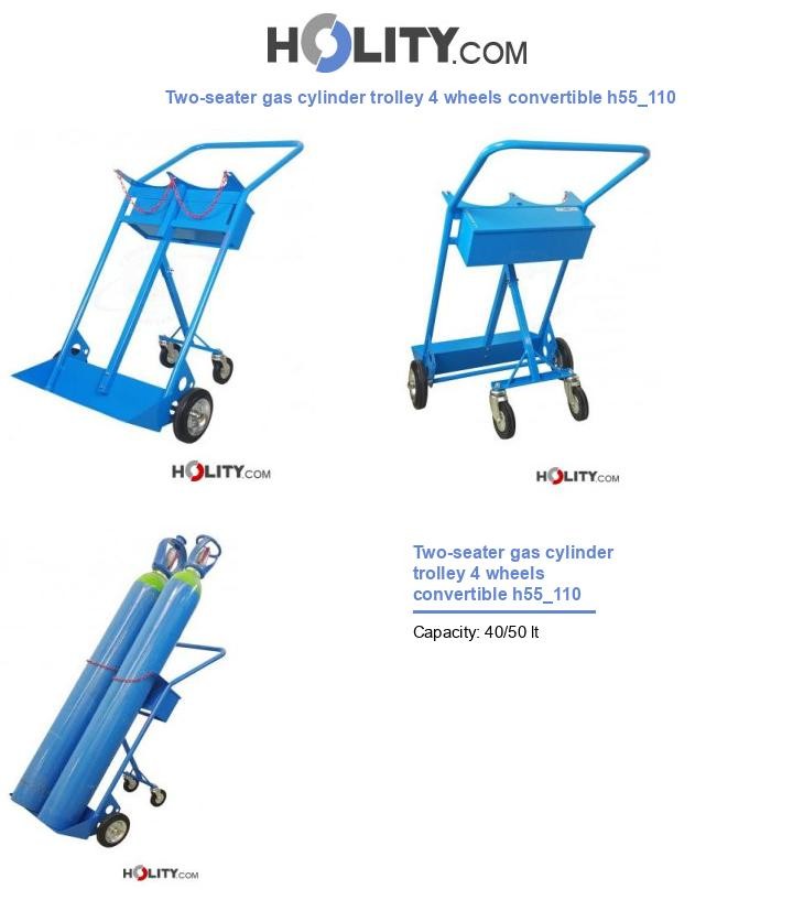 Two-seater gas cylinder trolley 4 wheels convertible h55_110