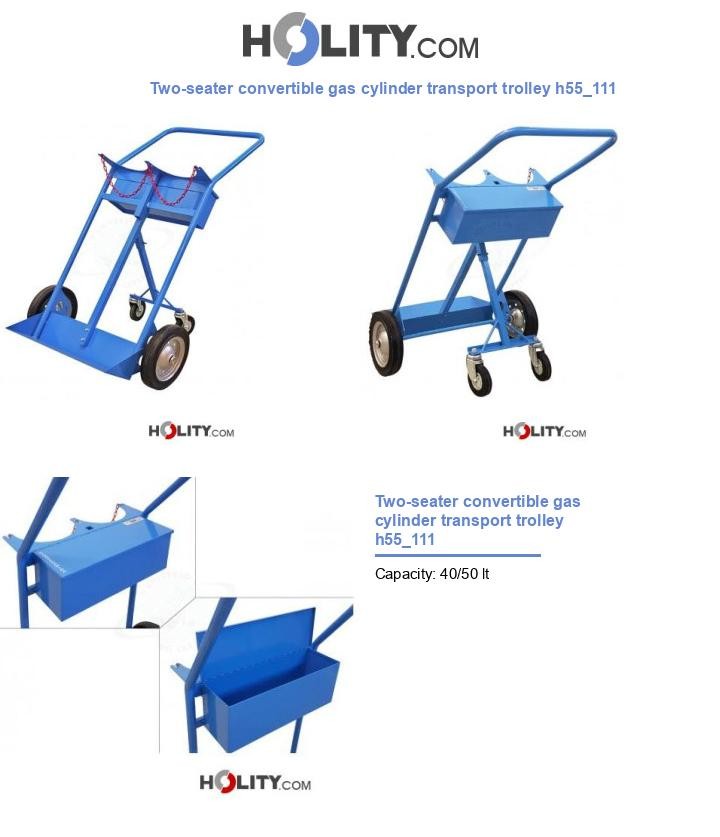 Two-seater convertible gas cylinder transport trolley h55_111