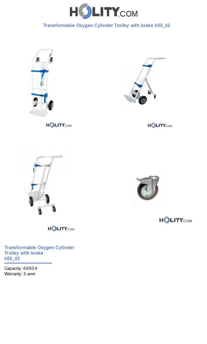 Transformable Oxygen Cylinder Trolley with brake h55_42