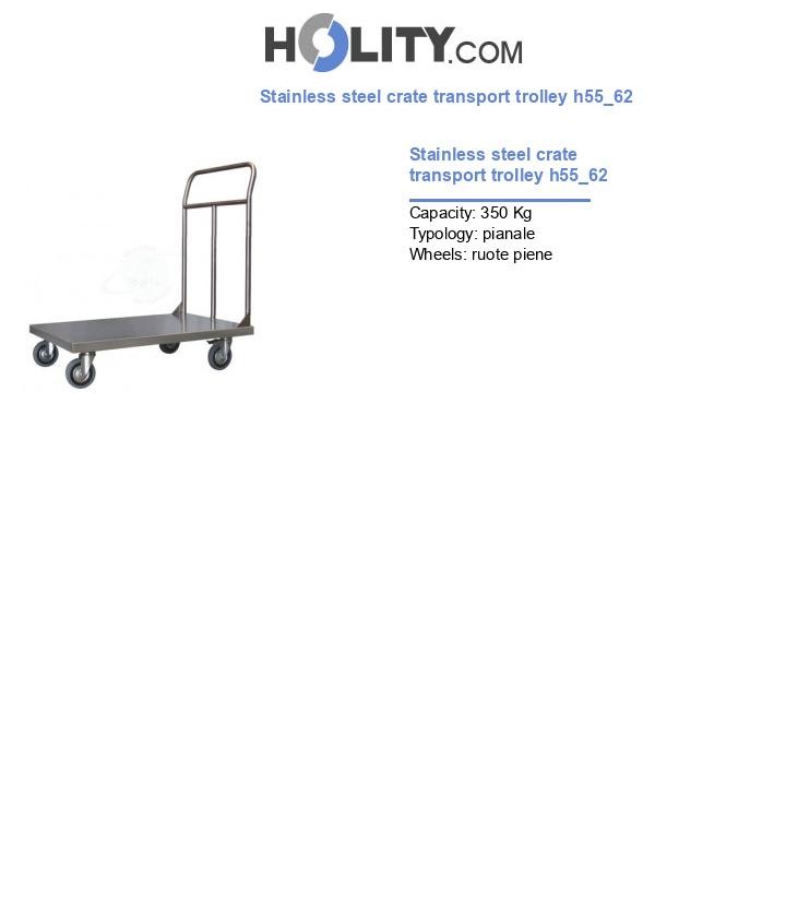 Stainless steel crate transport trolley h55_62