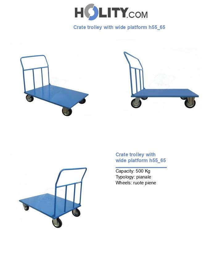Crate trolley with wide platform h55_65