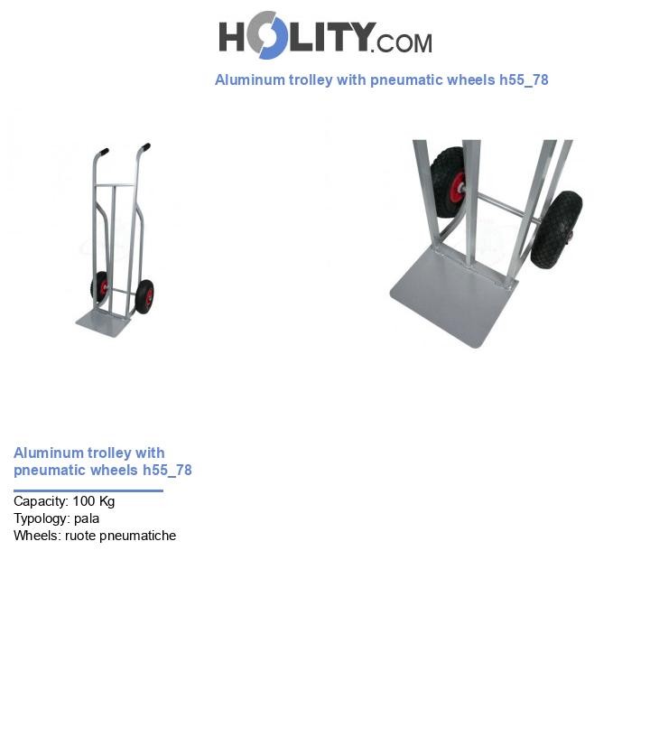 Aluminum trolley with pneumatic wheels h55_78
