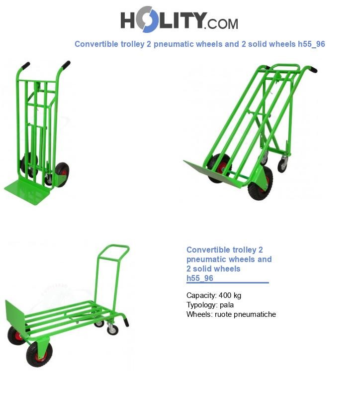 Convertible trolley 2 pneumatic wheels and 2 solid wheels h55_96