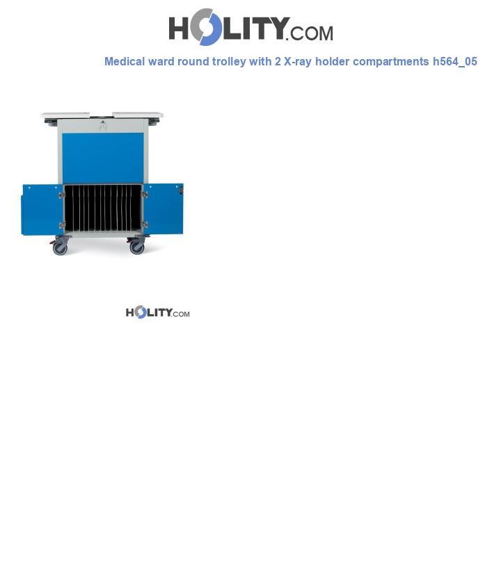 Medical ward round trolley with 2 X-ray holder compartments h564_05