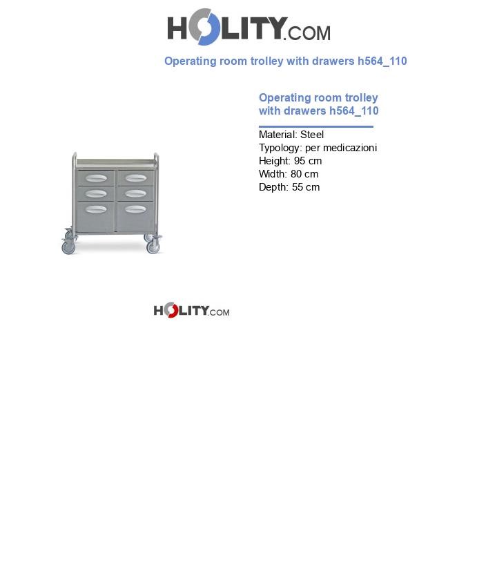 Operating room trolley with drawers h564_110