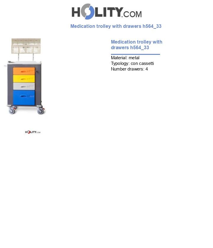Medication trolley with drawers h564_33