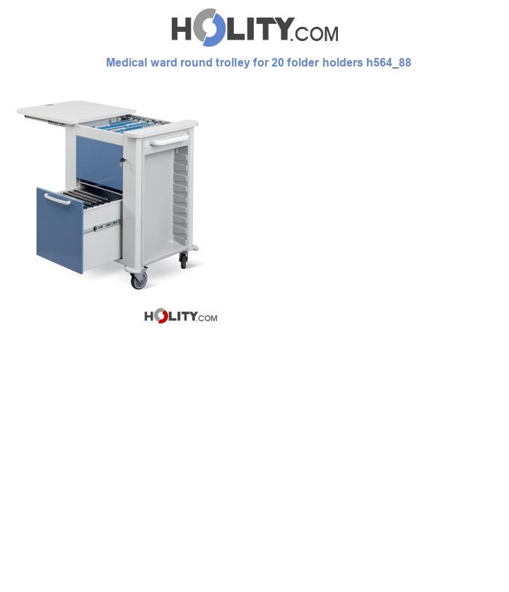 Medical ward round trolley for 20 folder holders h564_88