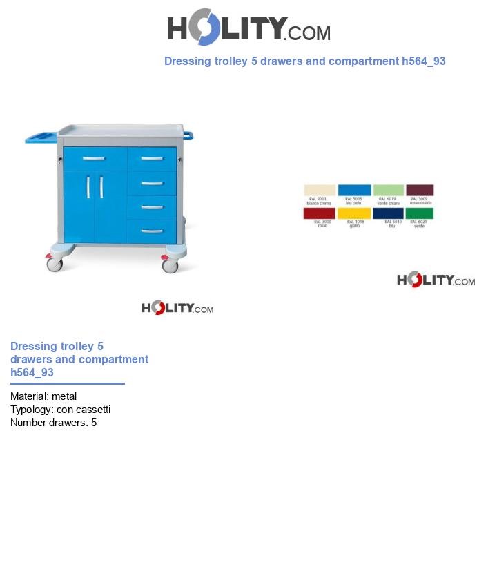 Dressing trolley 5 drawers and compartment h564_93