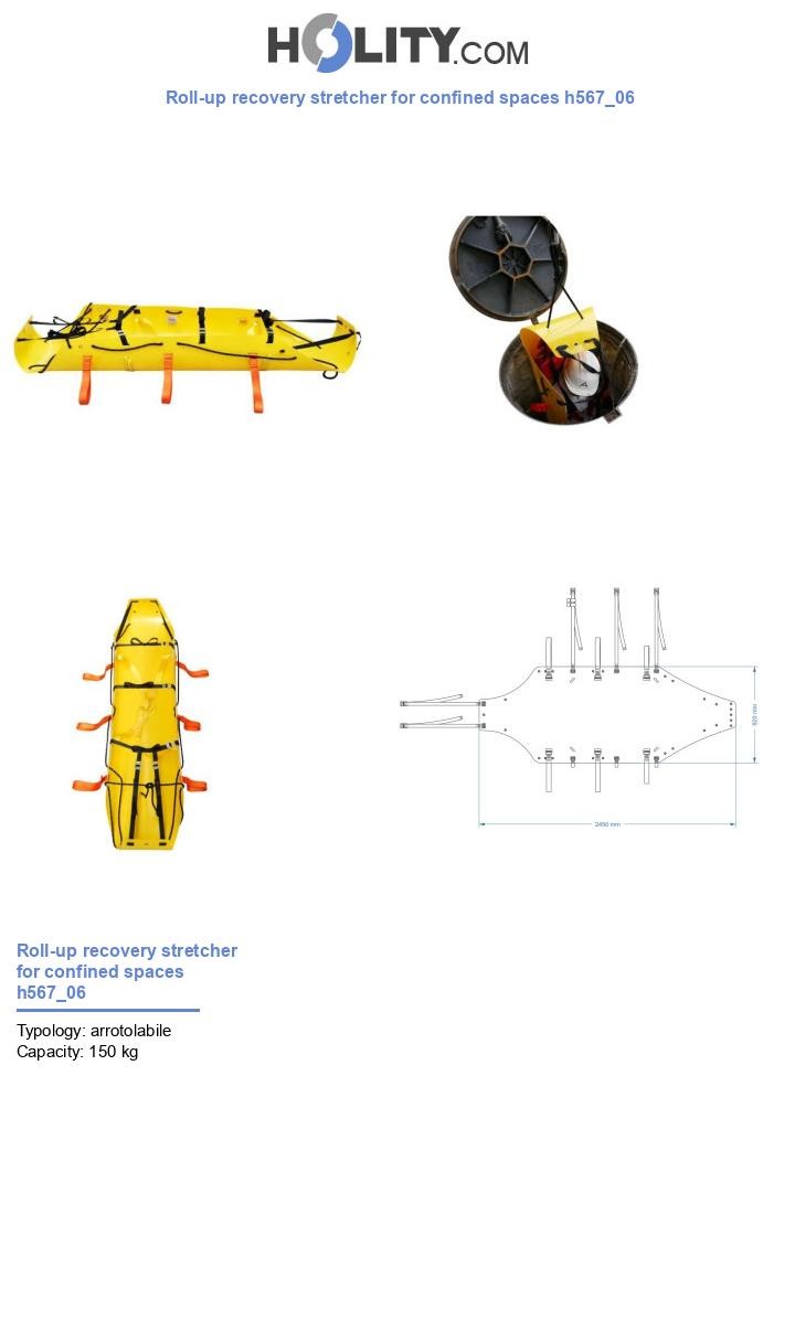 Roll-up recovery stretcher for confined spaces h567_06