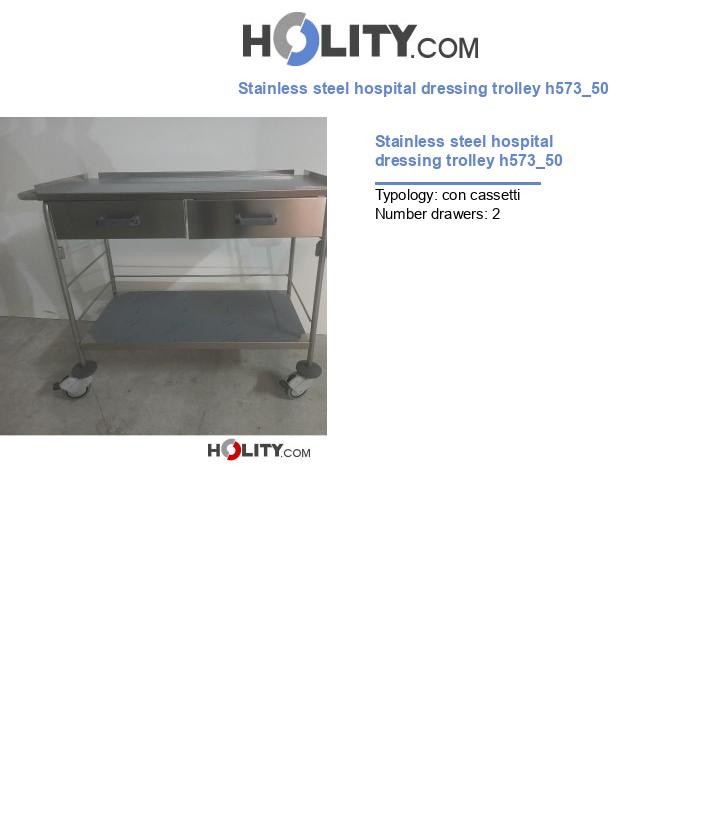 Stainless steel hospital dressing trolley h573_50