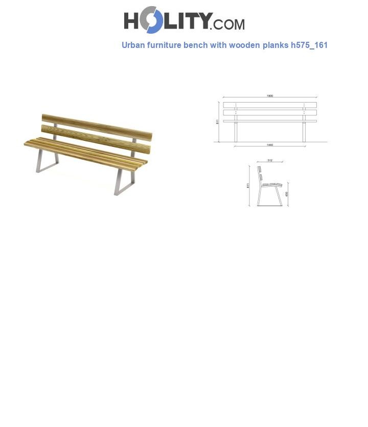 Urban furniture bench with wooden planks h575_161