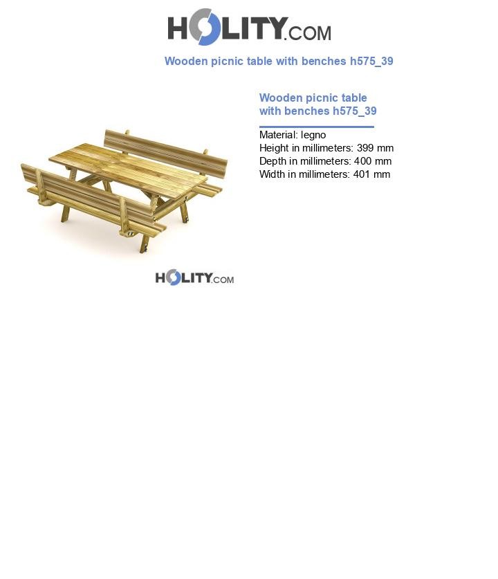 Wooden picnic table with benches h575_39