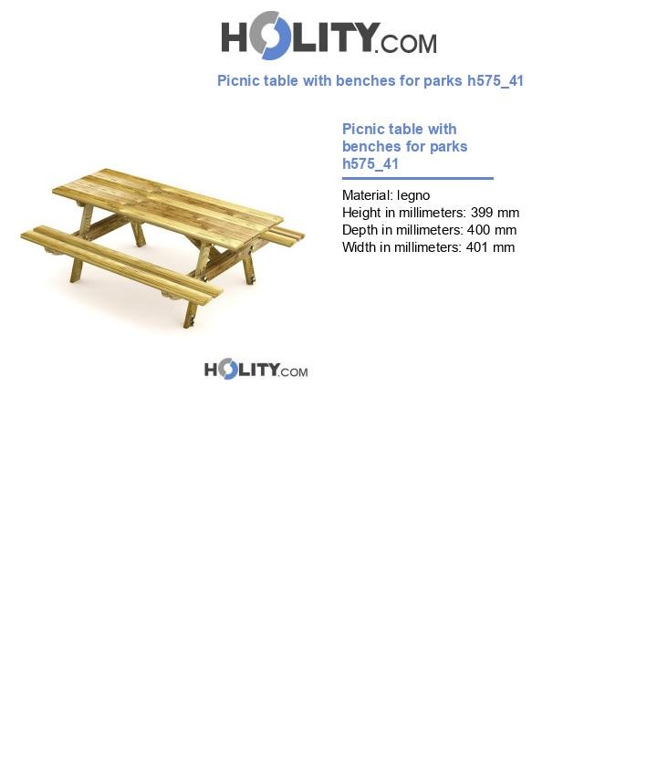 Picnic table with benches for parks h575_41
