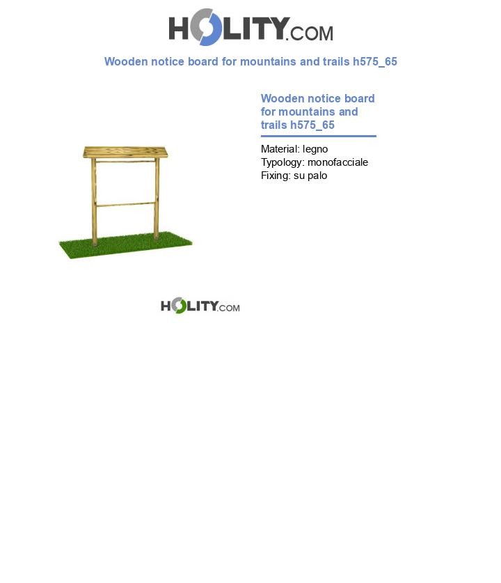 Wooden notice board for mountains and trails h575_65