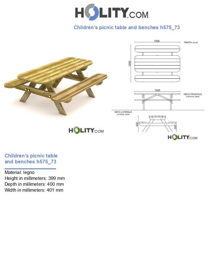 Children’s picnic table and benches h575_73