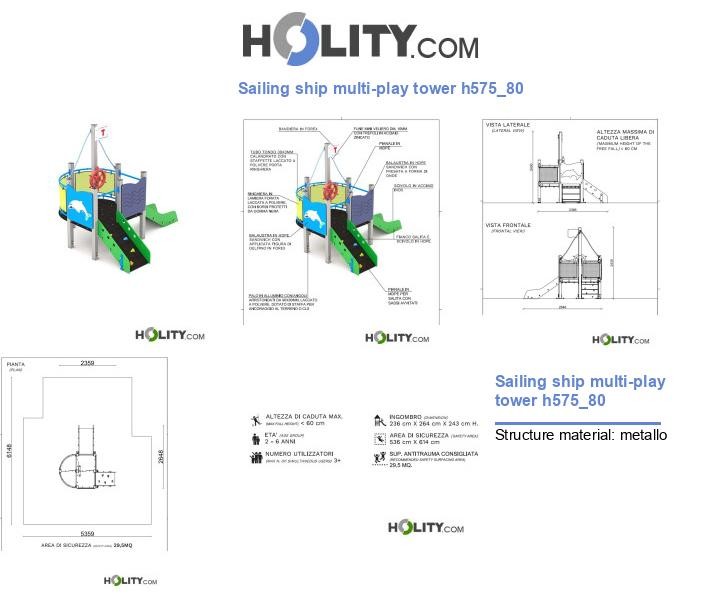Sailing ship multi-play tower h575_80