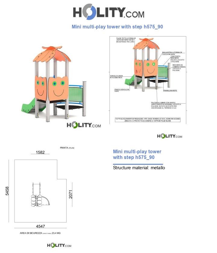 Mini multi-play tower with step h575_90