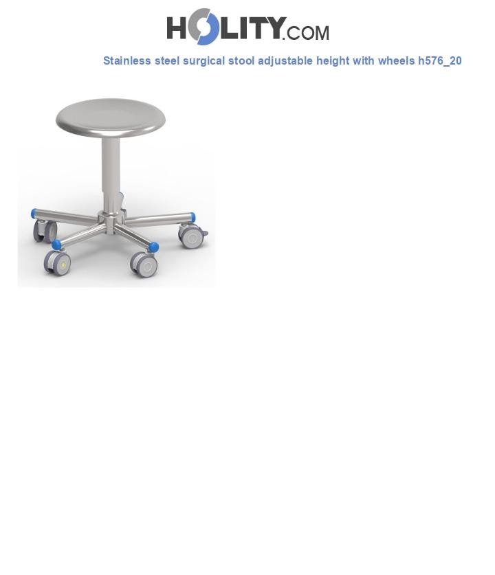 Stainless steel surgical stool adjustable height with wheels h576_20