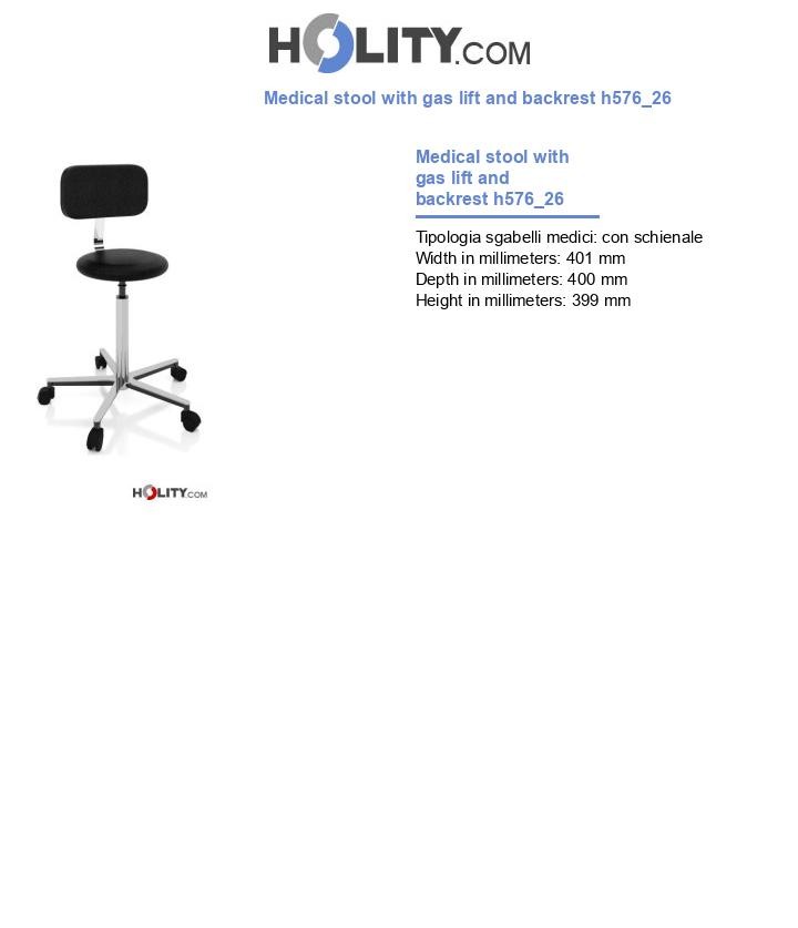 Medical stool with gas lift and backrest h576_26