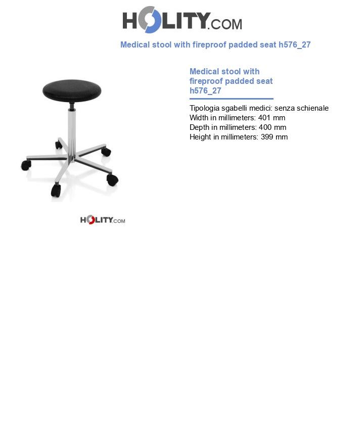 Medical stool with fireproof padded seat h576_27